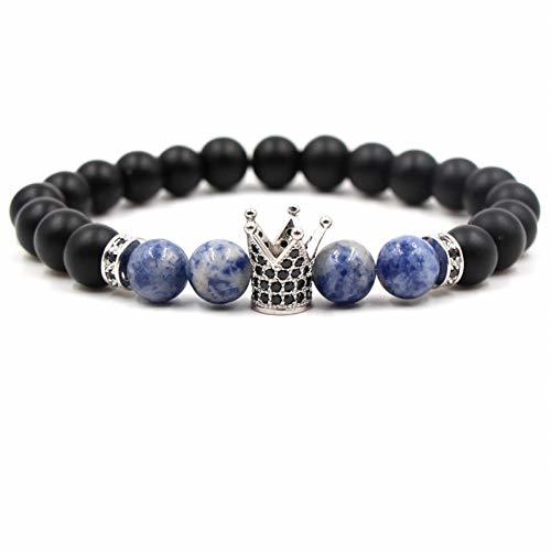 Product MHOOOA 8Mm Frosted Stone Crown Bracelet Mujeres Joyería de Moda Zircon Beads