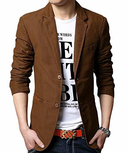 Moda Blazer Casual para Hombre Chaquetas de Traje Slim fit Chaqueta de algodón