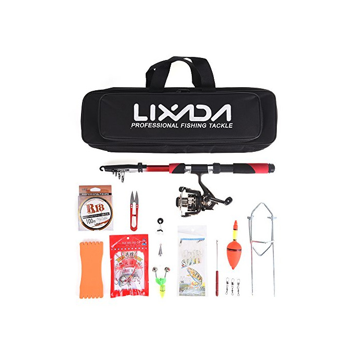 Products Lixada Combo de Pesca Caña de Pesca Telescópica+Carrete de Pesca Spinning Combo+Bolsa