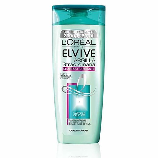 L 'Oréal Paris Elvive arcilla straordinaria Shampoo Hidratante para cabello normal, 3 paquetes