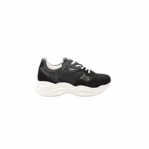 Fashion Nero giardini sneaker donna in pelle e tessuto fondo platform p907820d