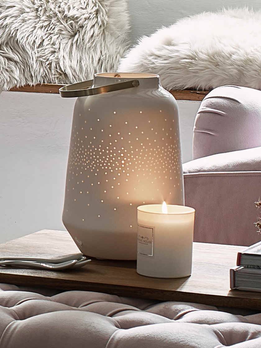 Productos White Porcelain Hurricane Lamp