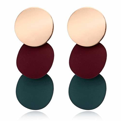 Producto Bobury Las Mujeres Elegantes Pendientes desiguales Redondas de Metal Brillante geométrica de