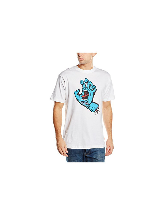 Social Santa Cruz - Camiseta para Hombre Gritando Mano Blanco Blanco Talla