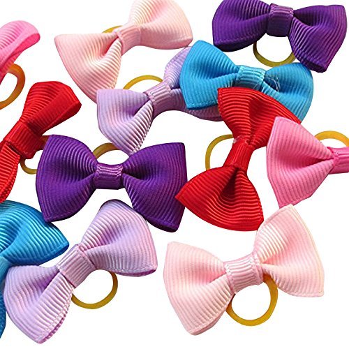 Place 24pcs Mix Lots mascota perro pelo banda de goma lazos grogrén Dog