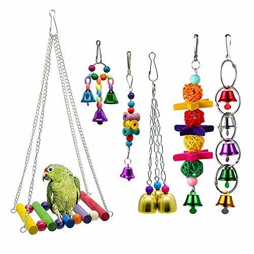 Product Amasawa 6 Piezas Unidades Juguetes para Pájaros Colorful Columpio para Loros Accesorios