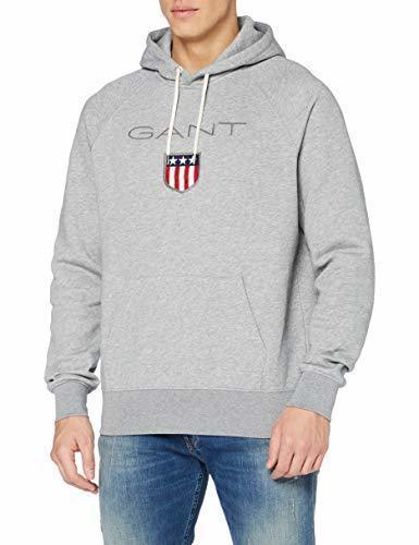 Moda Gant Shield Sweat Hoodie, Sudadera con Capucha para Hombre, Grau