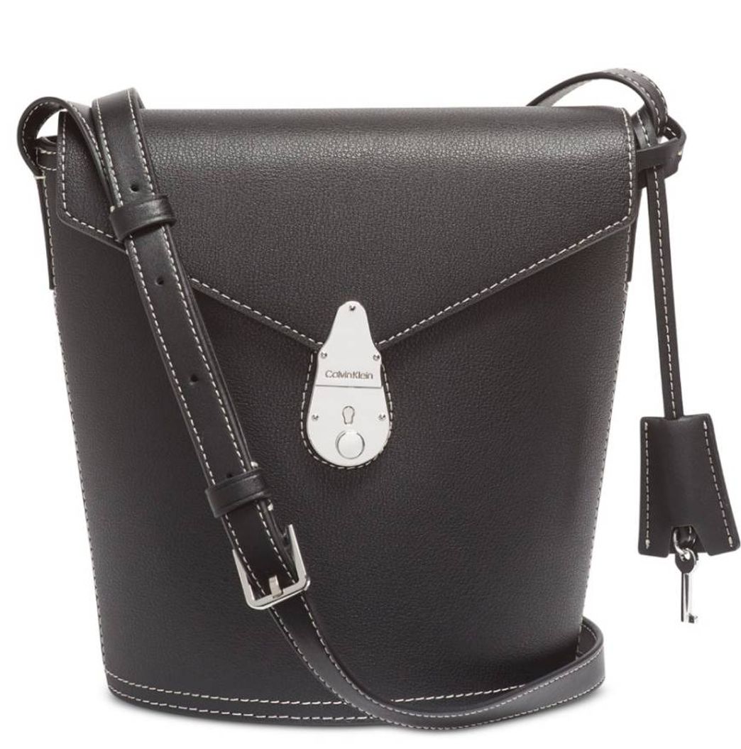 Fashion Small Leather Lock Bucket Bag