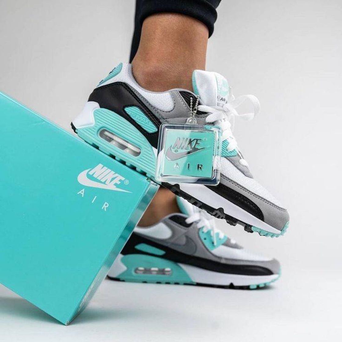 Moda Nike Air Max 90 White / Grey / Turquoise