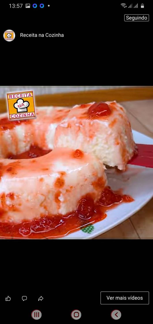 Moda PUDIM DE COCO CREMOSÃO COM COBERTURA DE MORANGO😋