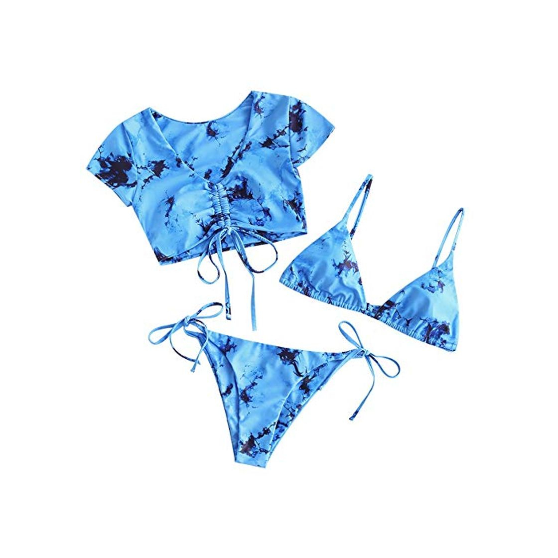 Social ZAFUL Bikini de triángulo para mujer de Tie Dye azul celeste M