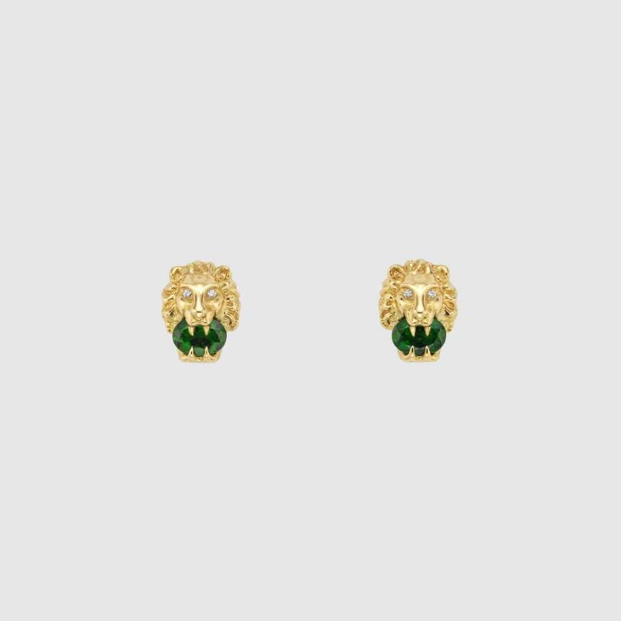 Products Yellow gold lion head earrings