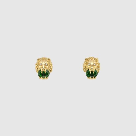 Yellow gold lion head earrings