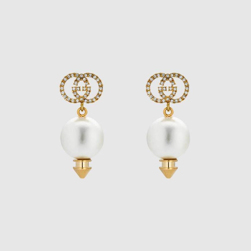 Products Interlocking G earrings with pearl