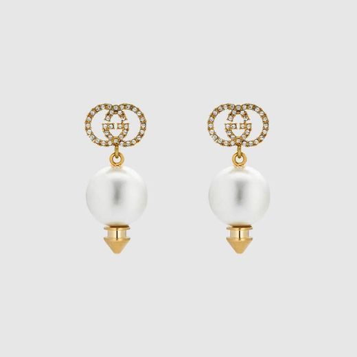 Interlocking G earrings with pearl