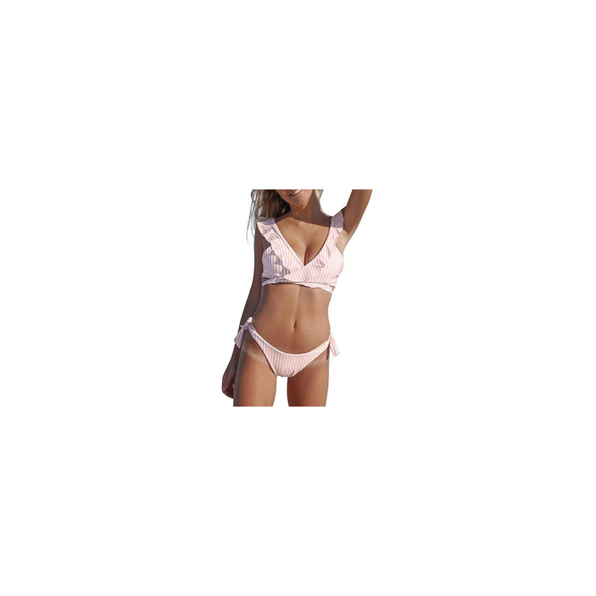 Product LuckyGirls Bikini Mujer Verano Volantes Rayas Cruzado Bandage Traje de Baño Swimwear