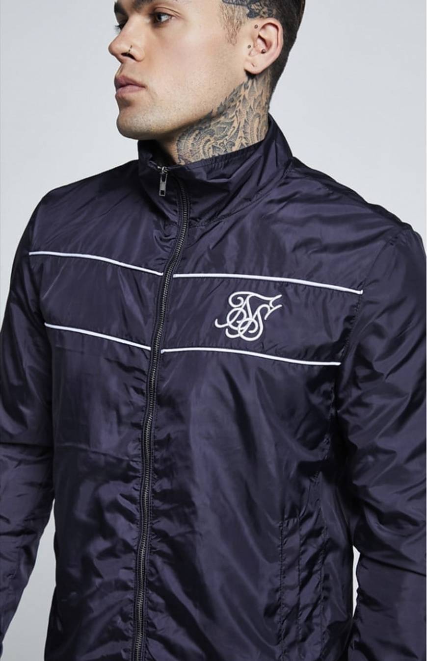 Fashion SikSilk Surge Zip Through Windbreaker - Navycorta-vento

