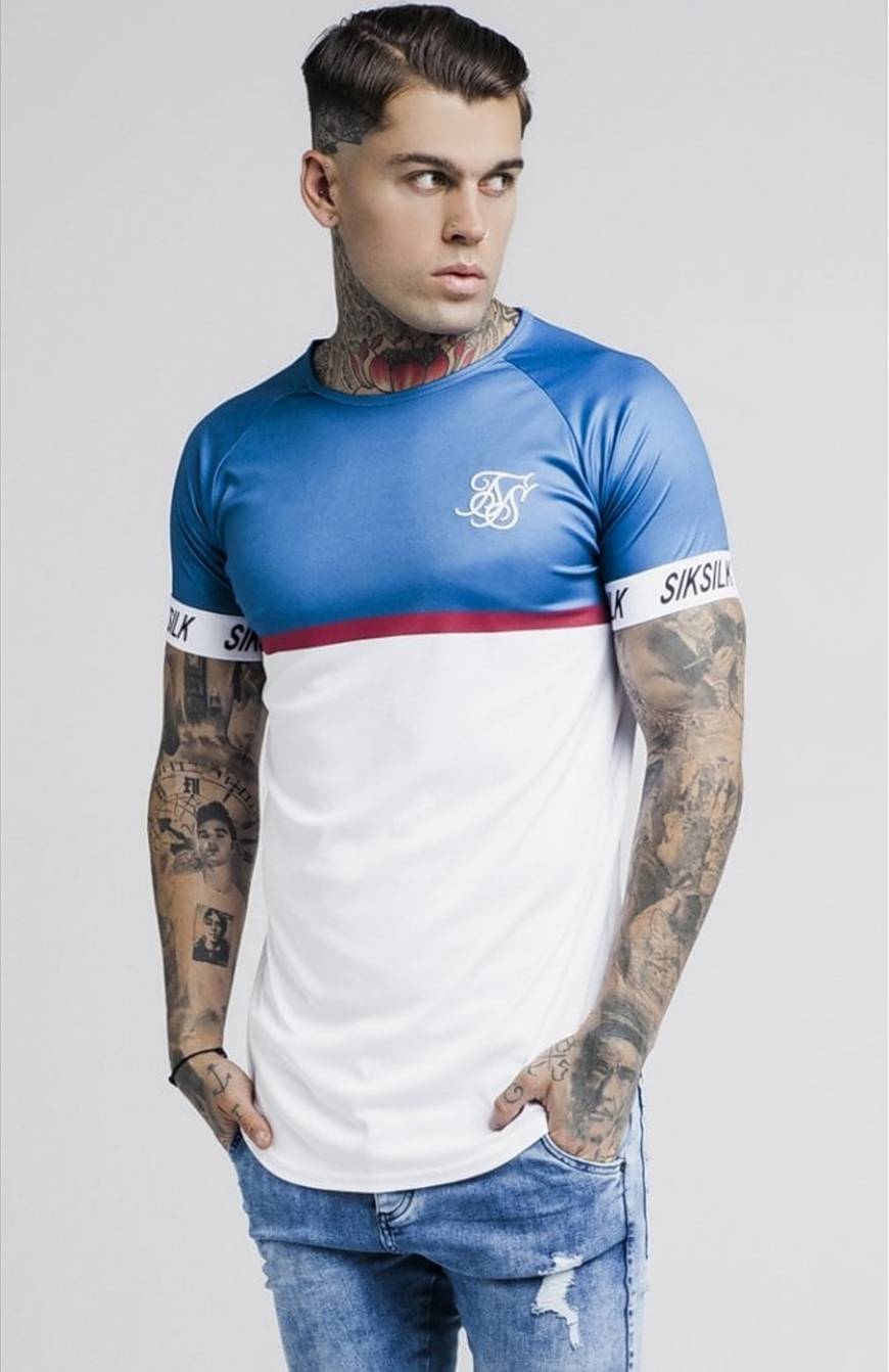 Moda Camiseta SikSilk T da tecnologia da listra do Raglan de S / 