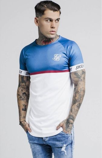 Camiseta SikSilk T da tecnologia da listra do Raglan de S / 