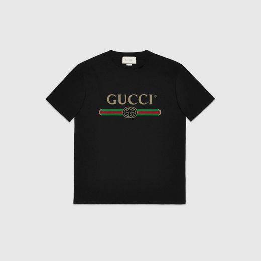 T-shirt oversize lavada com logótipo Gucci