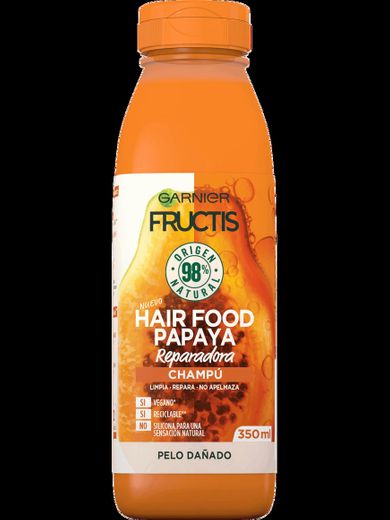 Garnier Fructis Hair Food Champú de Papaya Reparadora para Pelo Dañado