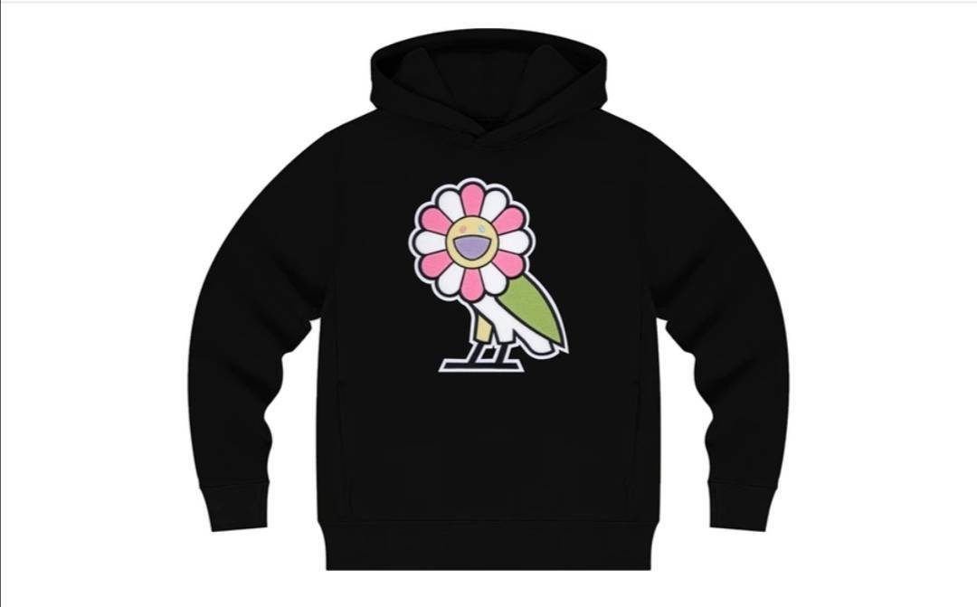 Fashion Takashi Murakami x OVO Surplus Flower Owl Hoodie Black

