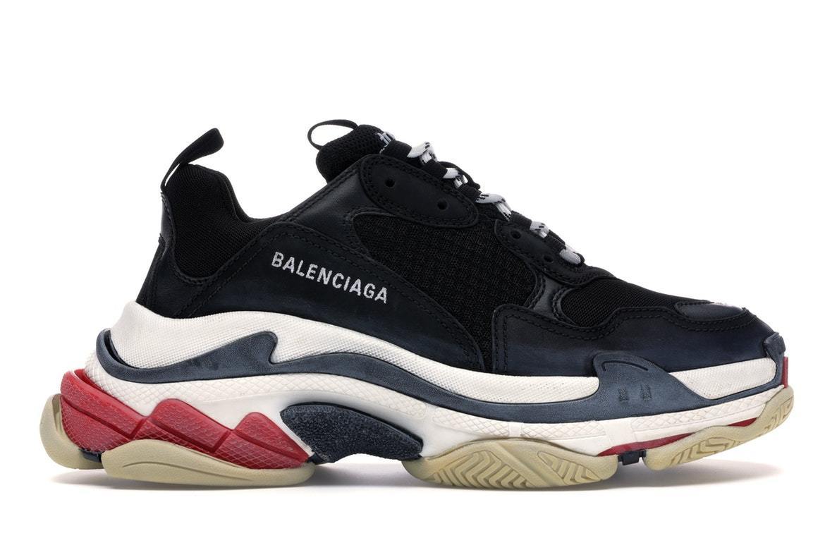 Moda Balenciaga Triple S Black White Red