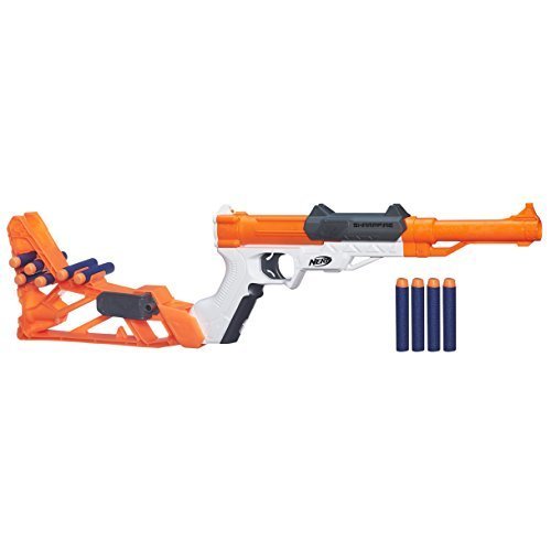 Lugar Nerf N-Strike Blaster Ner Elite Pistola Lanzador Sharpfire, Naranja, Color Blanco, 56.6