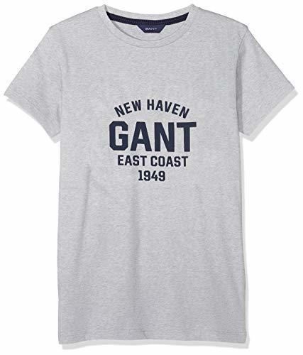 GANT D1 Collegiate Print SS T-SH Camiseta, Gris