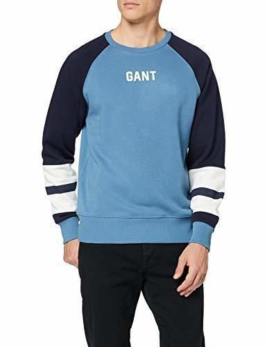 GANT D1. Logo C-Neck Sweat suéter, Azul