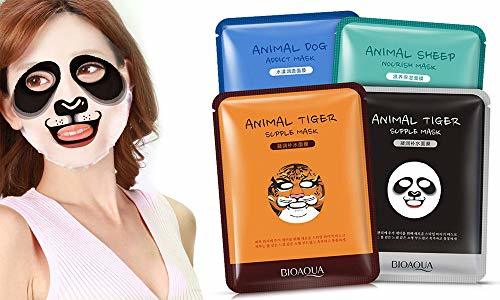 Belleza 4x Pack of 4 BIOAQUA Face Moisturizing Mask With Fun Animal Characters