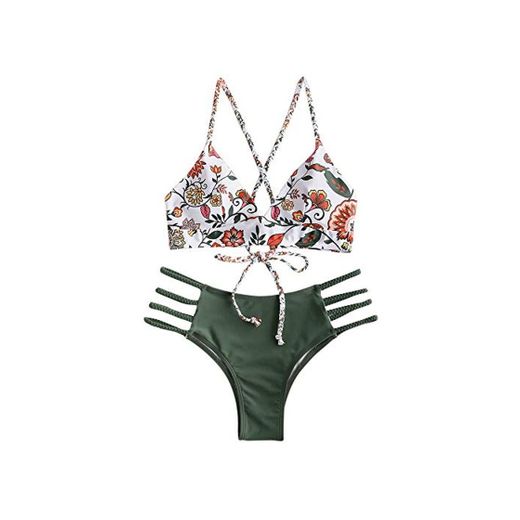 Conjunto de bikini Zaful para mujer compuesto por dos piezas con sujetador