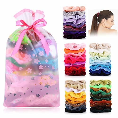 Belleza DazSpirit 50 Scrunchies Terciopelo Scrunchies Tela Vsco Girl Gomas De Pelo Scrunchies