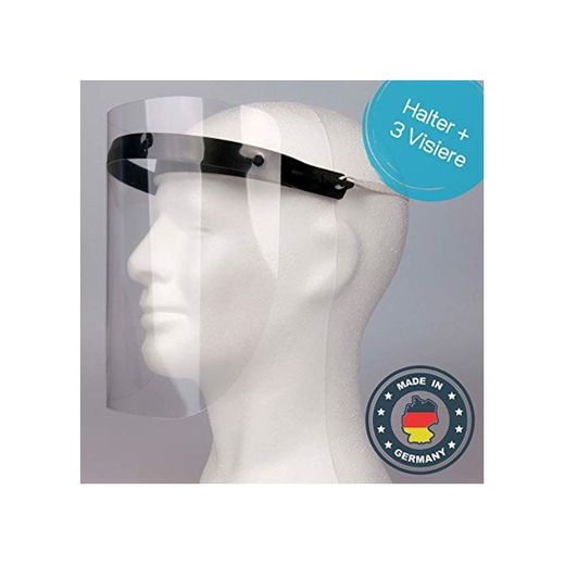 Protector facial de plástico – 1 soporte con 3 láminas de recambio