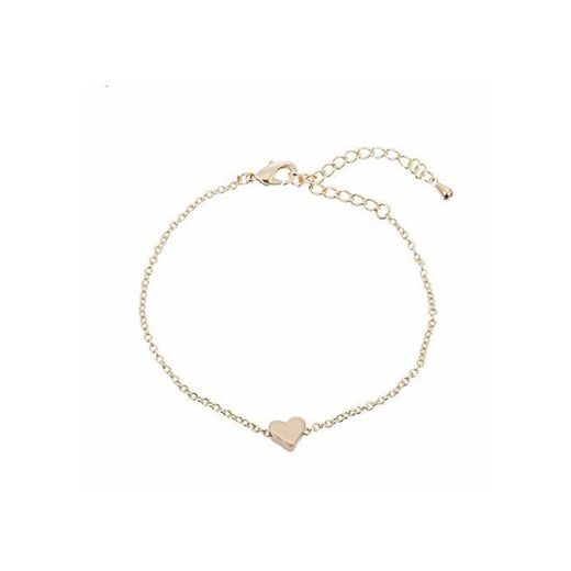 VHMKLOi Pulsera Duplo Coração Charme Pulseira de Ouro para As Mulheres Jóias