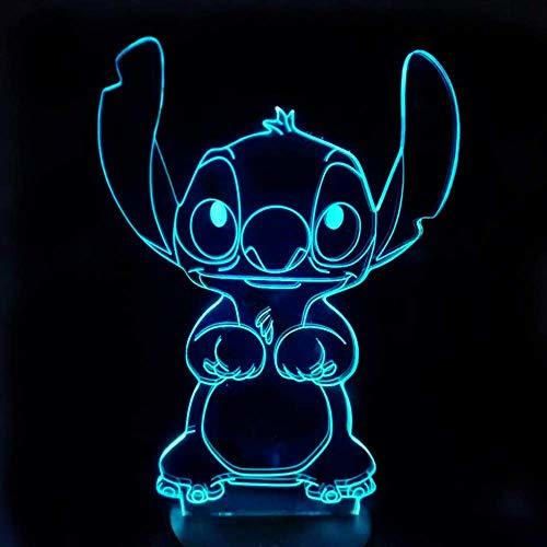 Cartoon Stitch 3D Led Night Light 7 Colar Changing 3D Lamp Touch