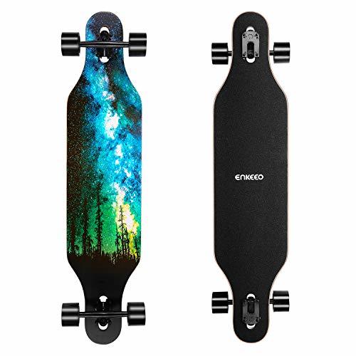 Product ENKEEO - 23x103.5cm Longboard, Monopatín con Rodamiento de ABEC-11 y 9 Capas