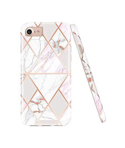 Social Shiny Rose Gold Geometric Pink Marble
