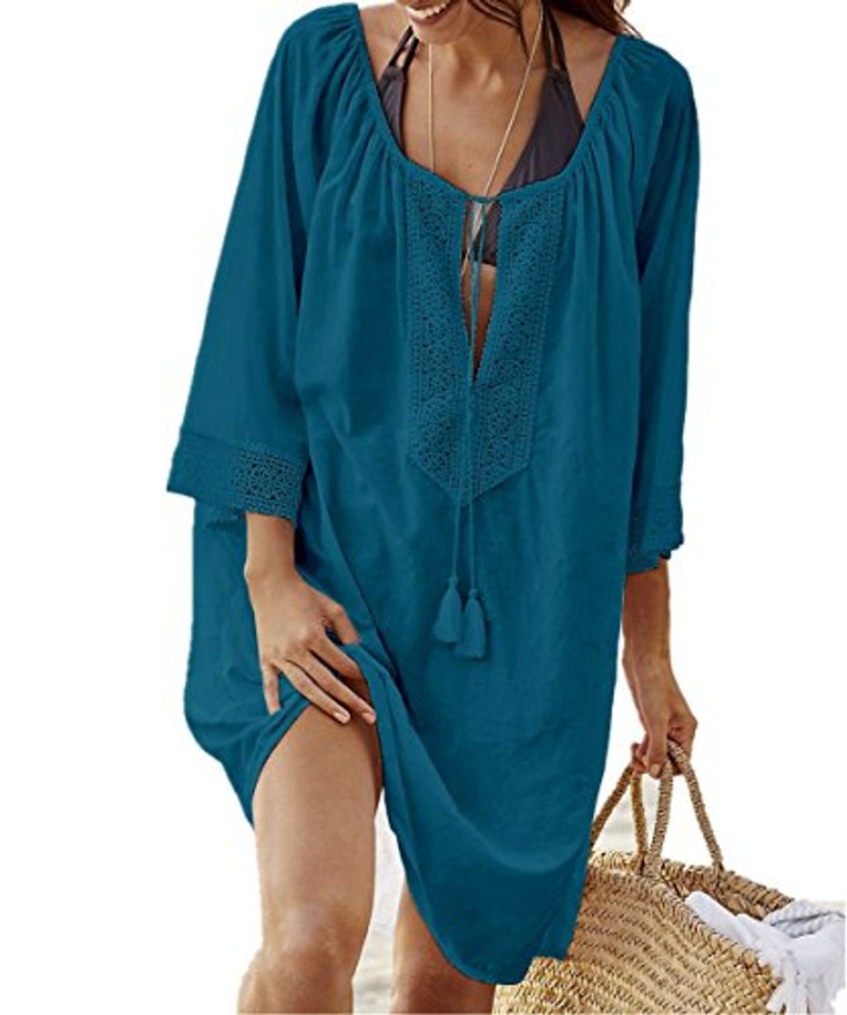 Producto AiJump Pareo de Algodón Encaje Vestido de Playa Bikini Cover Up para