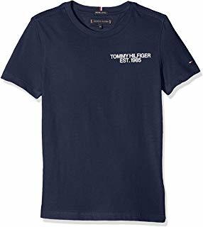 Moda Tommy Hilfiger Boys Basic Cn Knit S/s Camiseta, Negro