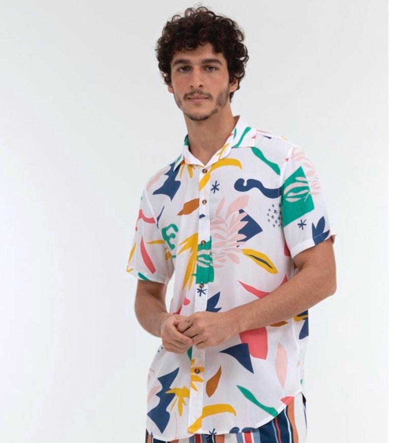 Fashion Camisa Estampa Abstrata