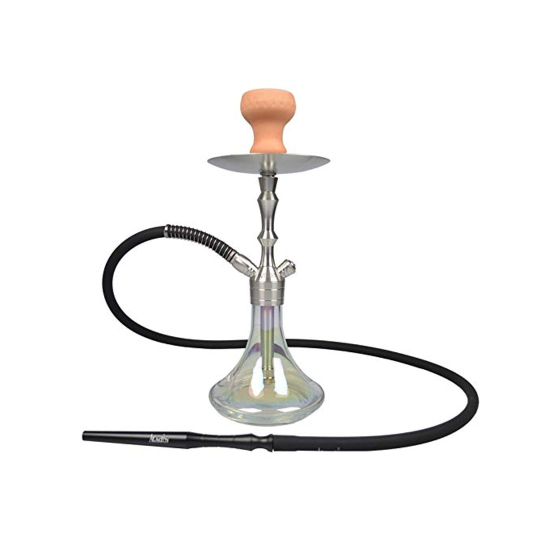 Social Aladin MVP360 Wasserpfeife Shisha 36cm Edelstahl Kristallglas Silikon Schlauch Tonkopf Mundstück