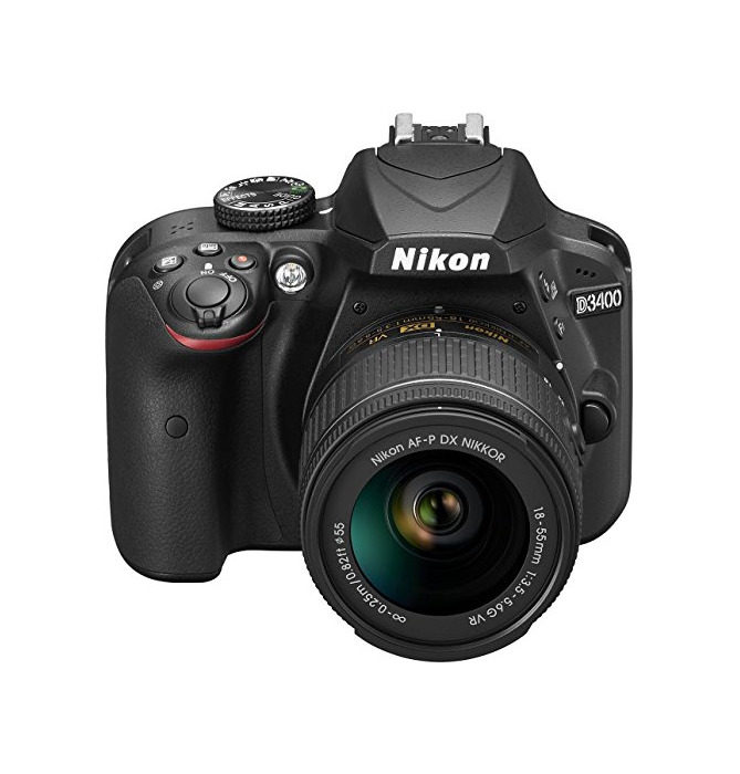 Electronic Nikon D3400 + 18-55 AFP DX VR, Cámara réflex digital de 24,2 Mp (pantalla LCD 3”, objetivo estabilizado, inalámbrica con Snapbridge, vídeo Full HD)