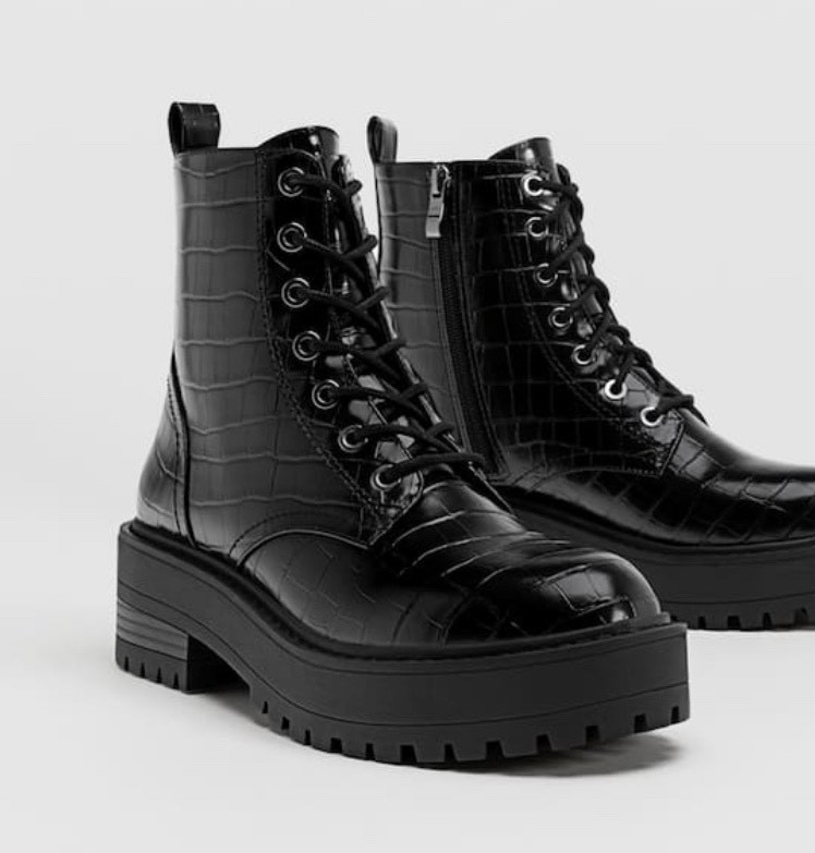 Productos Botins biker com cordões e gravação