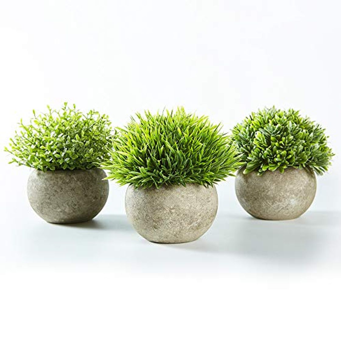 Producto Jobary Set de 3 Plantas Artificiales con Césped Verde en Macetas Grises