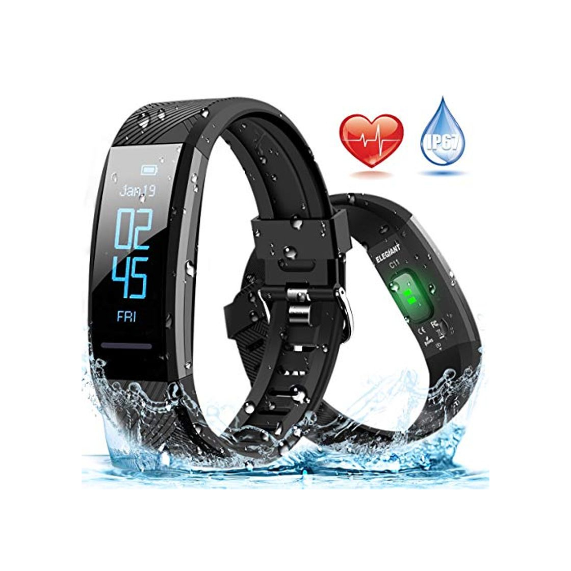 ELEGIANT Pulsera de Actividad Inteligente Reloj Deportivo IP67 para Hombre Mujer con GPS Monitor de Sueño Podómetro Contador Notificación Whatsapps Facebook Llamadas iPhone Huawei Xiaomi Android …