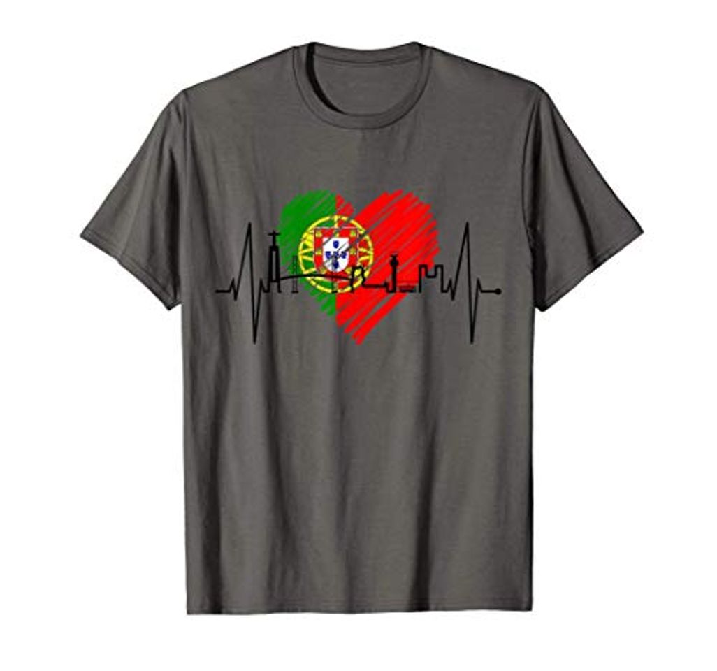 Products Lisboa Horizonte Latido Corazón Bandera De Portugal Skyline Camiseta