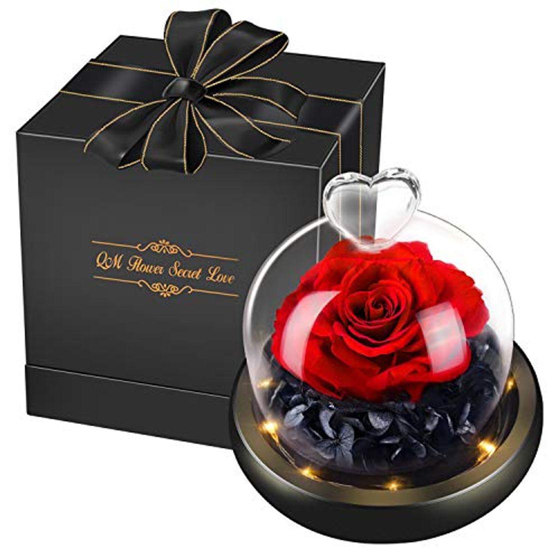 Social swonuk Flor Eterna Rosa Fresca Preservada con Luz Cálida Rosa Encantada en