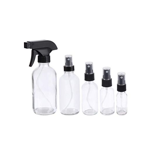 Pixnor 5 Piezas Botella de Spray de Niebla Fina Contenedor Recargable de Plástico Botellas de Spray para El Cabello para Soluciones de Limpieza Riego de Plantas Jardinería Cuidado de La Piel 200 Ml