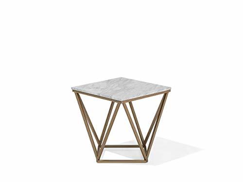 Social Beliani Moderna Mesa Auxiliar geométrica de Oro Jaula de Metal Marco Acabado